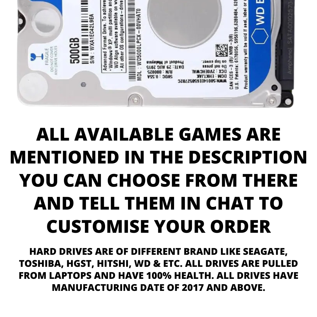 Laptop Hard Drive full of your preferred games (Customized on your choice)